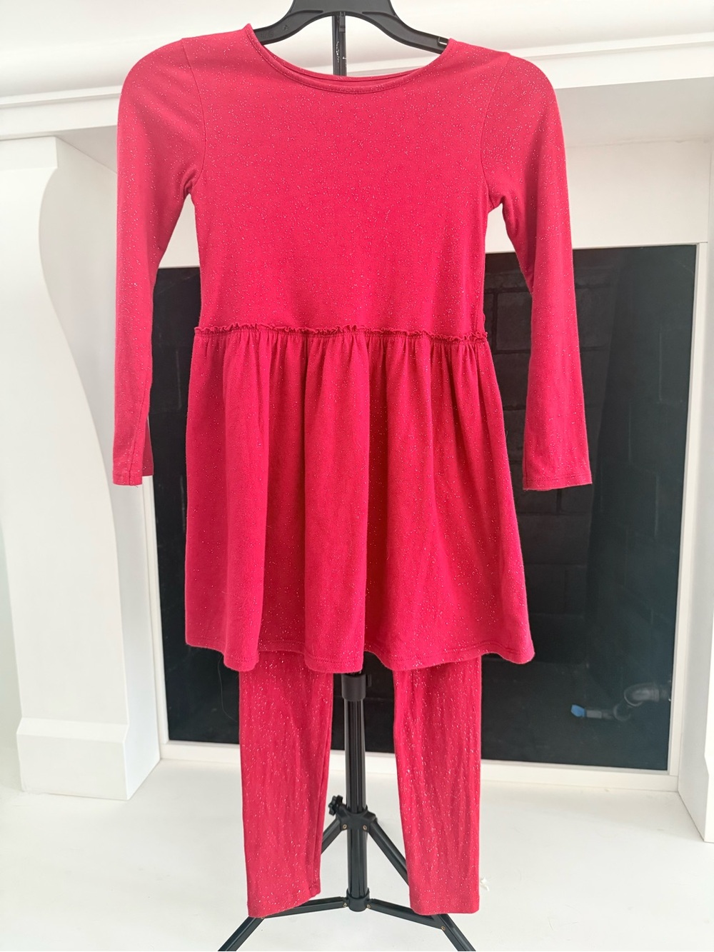 H&M Sparkle Red Dress and Free Matching Leggings, Size 6-8